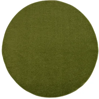 Webteppich , Grün , Textil , Uni , rund , Oeko-Tex® Standard 100 , pflegeleicht , Teppiche und Böden, Teppiche, Runde Teppiche