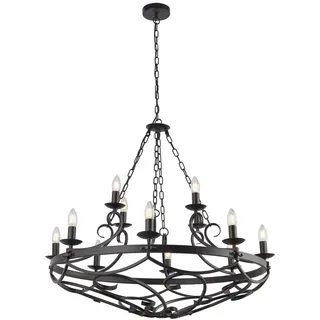 Searchlight Kronleuchter , Schwarz , Metall , 89 cm , Europäischer Sicherheitsstandard , Lampen & Leuchten, Innenbeleuchtung, Hängeleuchten, Kronleuchter