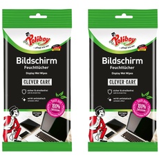 Poliboy Bildschirm Feuchttücher - streifenfreie Reinigung für Fernseher, Laptops, Tabletts und andere Displays - 2er Pack - 2x30 Stück - Made in Germany