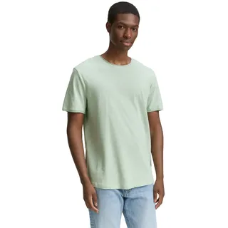 T-Shirt TOM TAILOR DENIM, Herren, Gr. M, grün (fresh mint grün), Jersey, Obermaterial: 50% Baumwolle, 50% Polyester, regular fit taillenbedeckt, Rundhals, Shirts T-Shirt, in Melange-Optik