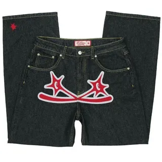 Genikeer Y2k Hose Herren, Sporthose Herren Lang Minus-Two Baggy Jeans Jogginghose, Cargo Hosen Männer Hip Hop, Harajuku Denim Pants Herren Schwarze Outdoorhose Cargohose