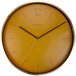Nextime Wanduhr Essential Gold Dia. 34cm Aluminium Weiß
