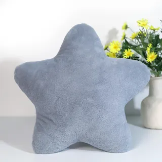 Herfair Kuschelkissen Kinder Sternkissen, Weiche Flauschige Sternform Zierkissen Sofakissen, Plüsch Kissen Dekokissen für Kinderzimmer Schlafzimmer Deko (Hellgrau,30 cm)