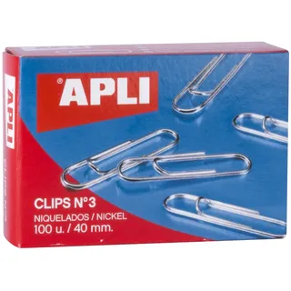 APLI 11712 - vernickelte Clips Nr. 3 40 mm 100 u.