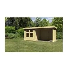 KARIBU Gartenhaus »ASKOLA 3«, Holz, BxHxT: 468 x 211 x 217 cm (Außenmaße inkl. Dachüberstand) - beige