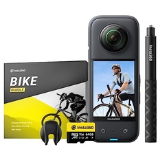 Insta360 X3 Fahrrad-Kit - wasserdichte 360°-Actionkamera mit 1/2"-Sensor, 5,7K 360°, 72MP 360°-Fotos, Stabilisierung, 2,29"-Touchscreen, Vibrationsfeedback, KI-Bearbeitung, Live-Streaming