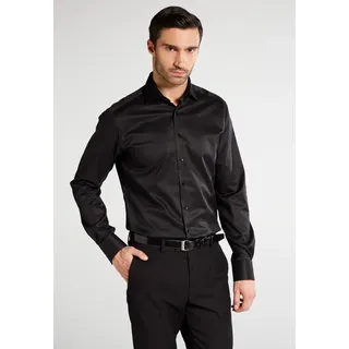 Langarmhemd ETERNA "MODERN FIT", Herren, Gr. 42, Normalgrößen, schwarz (dunkel), Twill, 100% Baumwolle, tailliert, Manschette, Hemden Langarmhemd, NON IRON (bügelfrei)
