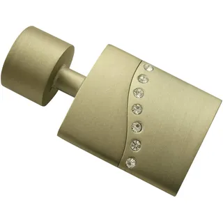 GARDINIA Flat mit Strass-Steinen, 2 x Endstück, Metall, Champagner, für Gardinentechnik Ø 19 mm