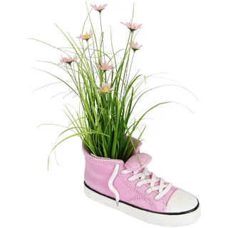 Künstlicher Grasbusch mit Margeriten Turnschuh Blumen Blüten Gras Bund stehend Stehgras Grasbündel Kunstpflanze Dekogras Kunstgras Pflanze Ziergras Grasbüschel Deko Grasarrangement Gräser, rosa