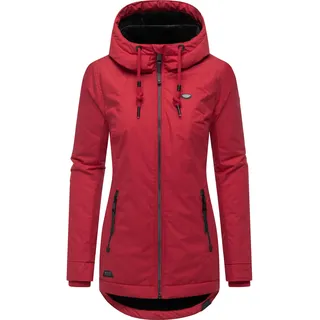Winterjacke RAGWEAR "Winterjacke Zuzka Winter", Damen, Gr. XXL, rot (dunkelrot25), Obermaterial: 100% Polyester PES.  Obermaterial: Futter: 100% Polyester PES. 100% Polyester PES., tailliert Po-bedeckend, Rippstrickbündchen, Jacken Winterjacke, Wasserdichter Winterparka mit Teddyfleece Innenfutter