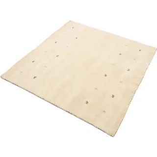 carpetfine Gabbeh Uni Wollteppich 150 x 150 cm Weiß
