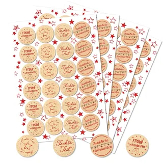 96 Weihnachtssticker mit Text Post für dich rund 4 cm weiß beige hochwertiger Geschenkaufkleber rund weihnachtlich in Deutschland gefertigt Logbuch-Verlag