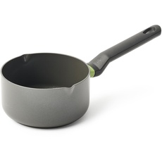 BK Cookware Balans Kochtopf aus Keramische mit Antihaftbeschichtung, 16 cm/1,5 l, mit Ausgießer, Induktionsgeeigent, PFAS-frei, Backofengeeignet bis 160 °C, Spülmaschinengeeignet, Grau