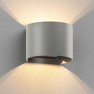 ledscom.de Wandleuchte RUNEL für außen, IP65, Up-/Downlight, grau matt, rund, 1x G9 max. 10W, Hauswand, Aussenbeleuchtung, Wandstrahler, Aussenwandleuchte, Außenleuchte, Treppenhaus, Außenlampe