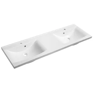 LUCIOLA Gussmarmor-Doppelwaschtisch 150x48cm, weiß - Weiß