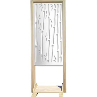 BAMBU – Raumteiler – Modulierbarer Paravent – 70x190 cm – aus Holz und PVC weiß