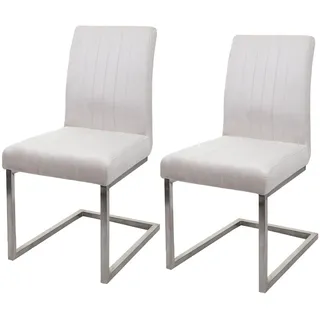 Mendler Freischwinger Samt creme-weiß 2er Set