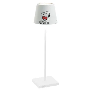 Poldina Pro Peanuts - Heart wiederaufladbare und dimmbare Tischleuchte mit einer Akkulaufzeit von bis zu 12 Stunden. Für den Außenbereich IP65 - Weiß, Rot