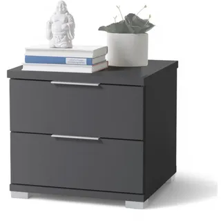 Stella Trading SMILLA Nachttisch in Graphit Kunststoff, 2 Schubladen und viel Stauraum - 46 x 43 x 42 cm Schlafzimmer, Nachttische