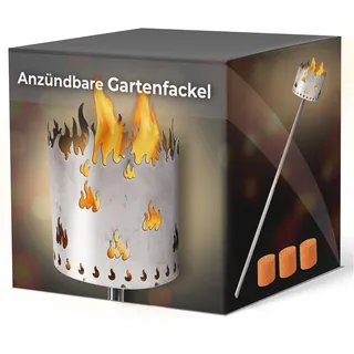 Gartenfackel für draußen Motiv Flamme 3x Brennelemente - Holzspäne mit Wachs - Schwedenfackel Pelletfackel Feuersäule Flammschalen Wachsfackel Gartenleuchte
