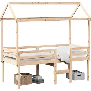vidaXL Hochbett mit Dach 80x200 cm Massivholz Kiefer - Braun