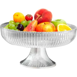 Obstschalen 24,5 × 14,5 cm Kunststoff Dekorative Sockelschale Multifunktionaler Frucht Schüssel Obst Servierschale Dessert Snack Schale mit Hohem Fuß für Küchentheken, Wohnzimmer (Transparent)