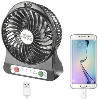 Sichler Haushaltsgeräte Ventilator mit Powerbank-Funktion & Leuchte, 1.800 mAh