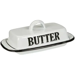 Ambiente Haus "Butterdose aus Emaille in Antikweiß", weiß,
