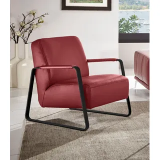 W.SCHILLIG Cocktailsessel "quadroo Loungesessel," mit bezogenen Armlehnen, Gestell in Schwarz pulverbeschichtet, ruby rot z73