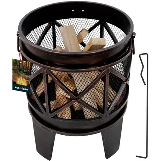 KOTARBAU® Feuerkorb für den Garten rund 42 cm Feuerstelle Feuerschalen & Feuerkörbe aus Stahl in Antik-Rost-Optik Feuerkorb mit Funkenschutz hoch