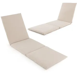 FANTASK Liegenauflage, 182 x 59 x 4,5 cm, Auflage mit Klettverschlussgurten für Sonnenliege, Polsterauflage für Gartenliege, Liegestuhl (1, Beige)