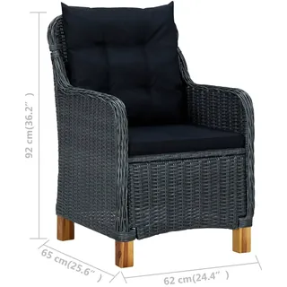 vidaXL Gartenstuhl 66,4 x 88,2 x 38,4 cm dunkelgrau 2 St.
