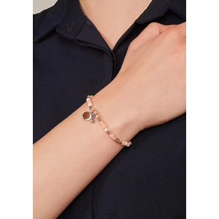 Armband FOSSIL "Schmuck Geschenk Metall Armkette MOTIFS", rosa (roségoldfarben, rosa, rosa, weiß), Armbänder, Damen, 16,5cm, Metall, Armband, mit Glasstein, Mondstein