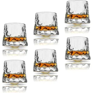 Sthrucrack Whiskeygläser, drehbar zur Entspannung – Altmodisches Set von 2 Bar-Stil-Glaswaren für Bourbon Scotch Rum (6er-Pack Hammer-Textur, 180ml (6oz))