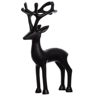 Brandsseller Dekofigur Rentier Weihnachtsdeko Deko Hirsch Aluminium Schwarz 26,5 cm hoch