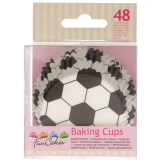 FunCakes FC4021 hochwertige Muffinförmchen/Backförmchen-Fußball-mit fettdichter Beschichtung-perfekt für Cupcakes, Muffins oder Brownies-48 Stück, Papier