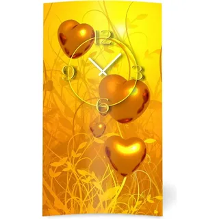 Vintage Herzen Designer Wanduhr modernes Wanduhren Design leise kein ticken dixtime 3DS-0169 - Gelb