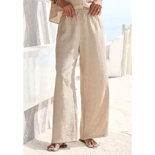 Schlupfhose BUFFALO "aus bequemer Webware und weitem Bein", Damen, Gr. 40, N-Gr, beige (beige meliert), Web, Obermaterial: 100% Polyester, meliert, figurumspielend lang, Hosen Schlupfhose, lange Sommerhose, luftige Strandhose aus sommerlich leichter Qualität, Topseller