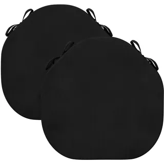 PRIMEPATIO Sitzkissen Stuhl Indoor, Hochdichter Schaumstoff-Stuhlauflage für Küchenstuhl, Esszimmerstuhl und Outdoor Gartenstuhl mit Bändern und Waschbar Bezug, Stuhlkissen 45x45x5cm 2er-Set, Schwarz
