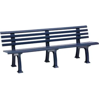 Blome Gartenbank Juist 4-Sitzer, Pflegeleichte Kunststoff, mit 9 Mehrkammerprofilen, 2 Standfüßen & Lehne, Blau - Blau