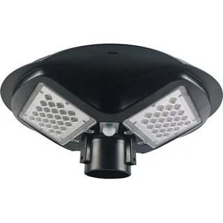 LED Solar Mastleuchte 46cm 5000K Kaltweiß 10000lm 200W 120° IP65 Mikrowelle Bewegungsmelder Fernbedienung Schwarz - Schwarz