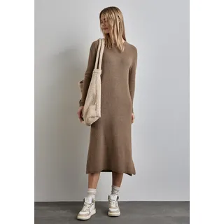 Maxikleid STREET ONE, Damen, Gr. 42, N-Gr, braun (rich mocha), Strick, Obermaterial: 50% Nylon, 27% Polyacryl, 18% Baumwolle, 5% Elasthan, unifarben, bequem 7/8-Länge, Rundhals, Kleider Maxikleid, in Strick-Qualität