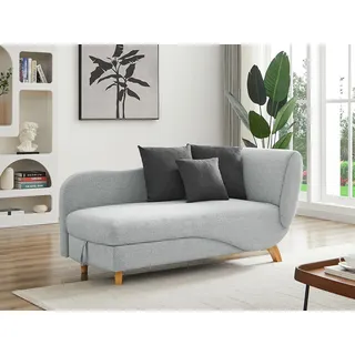 Recamiere mit Schlaffunktion & Stauraum - linksseitig - Stoff - Hellgrau - PENELOPE