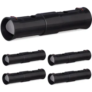 Relaxdays Maulwurffallen, 5er Set, Lebendfalle für Maulwürfe, 2 Kontrollöffnungen, verstellbar, tierfreundlich, schwarz