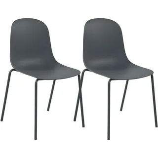 CLP Stapelstuhl 2er Set Kunststoff Dunkelgrau , Metall , 51x85x55 cm , Esszimmer, Stühle
