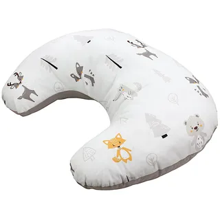 TupTam Baby Stillkissen Klein mit Baumwoll-Bezug, Farbe: Wald/Fuchs/REH/Igel/Bärchen/Beige