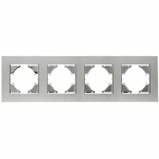 S-EMPOT. Aluminium-Silberrahmen mit 4 horizontalen Elementen. Elegantes und modernes Design, ideal für die Integration in jede Umgebung. Perfekt, um Ihre Räume zu beleuchten und zu betonen.