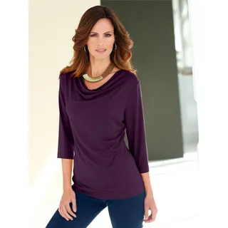 Wasserfallshirt INSPIRATIONEN "Shirt", Damen, Gr. 42, lila (beere), 95% Viskose, 5% Elasthan, unifarben, Wasserfallausschnitt, Shirts Wasserfallshirt