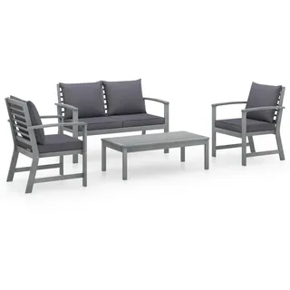 vidaXL 4-tlg. Garten-Lounge-Set mit Auflagen Massivholz Akazie grau