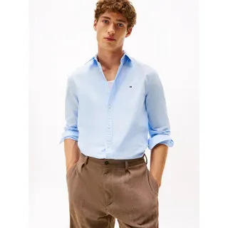 Tommy Hilfiger Langarmhemd TOMMY HILFIGER "FLEX POPLIN SHIRT", Herren, Gr. XXL, N-Gr, sweet blau, Popeline, Obermaterial: 100% Baumwolle, unifarben, slim fit, 1-Knopf-Manschette, Hemden Langarmhemd, Slim Fit, Kentkragen, Baumwollqualität